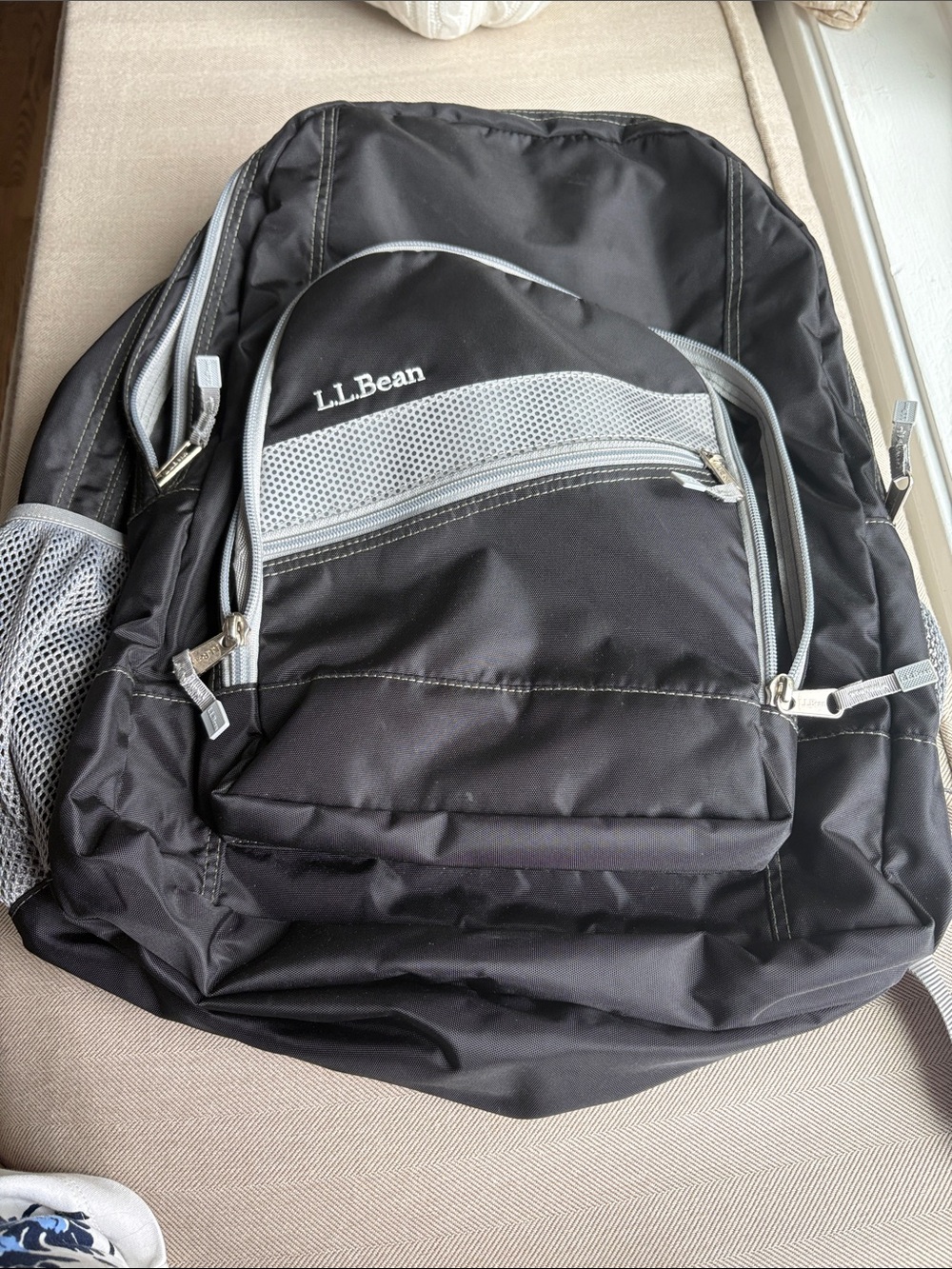 L.L. Bean Black Backpack with Light Gray Accents